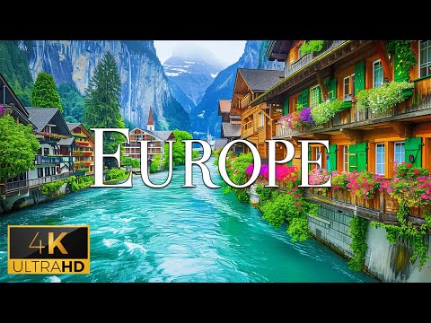 FLYING OVER EUROPE (4K Video UHD) - Relaxing Music With Beautiful Nature Video For Relaxation On TV