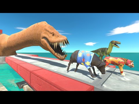 Animals Must Cross the Bridge While Elasmosaurus Attacks from Below | ARBS