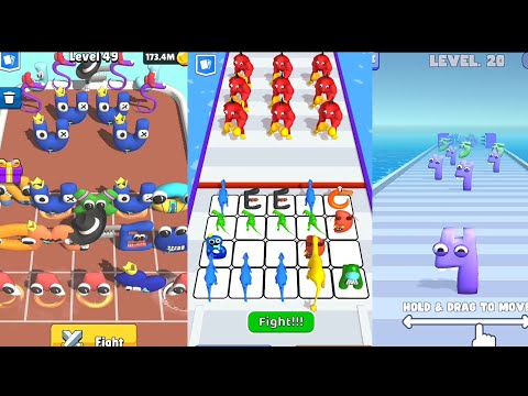 Merge Alphabet Lore Run vs Number Lore vs MERGE NUMBERJACK RUN vs Abc Lore, Alphabet Dino Run