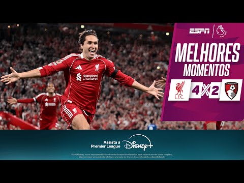Gols e lances de Liverpool x Bournemouth