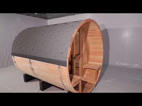 SAUNASNET Outdoor Barrel Sauna With Panoramic View Window