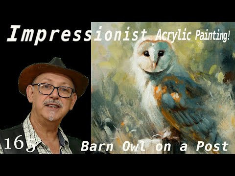 Painting ABSTRACT and MESSY in ACRYLICS! Barn Owl Portrait. #impressionism #acrylicpainting