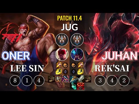 T1 Oner Lee Sin vs Juhan Rek'Sai Jungle - KR Patch 11.4