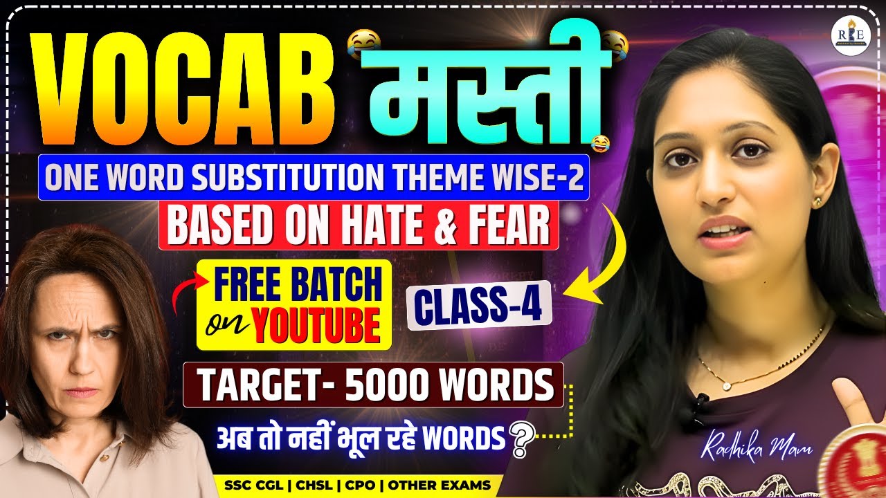 Vocab Masti Free batch Class -4|  One Word Substitution part-2 theme-wise with root words SSC Exams