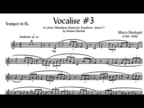 🎺🎺 [TRUMPET VOCALISE ETUDE] Marcos Bordogni Vocalise for Trumpet #03 (Demo Solo and play-along)