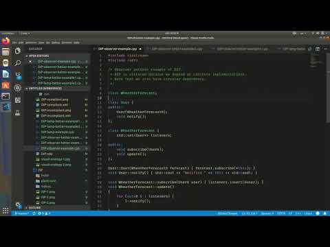 SOLID principles | Dependency inversion | C++ | Observer pattern example (part 1)