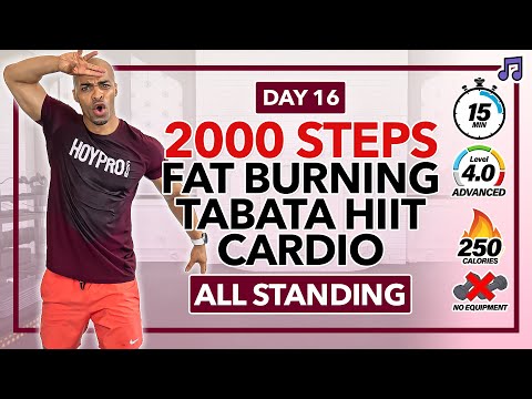 15 MIN Sweaty Tabata Cardio HIIT Freestyle Workout | 2000 Steps Cardio - Day 16