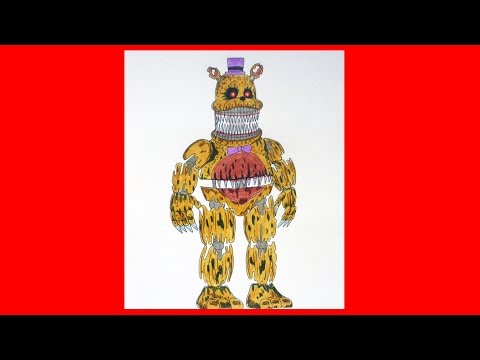 How to draw Nightmare Fredbear, Five Nights at Freddy's ...