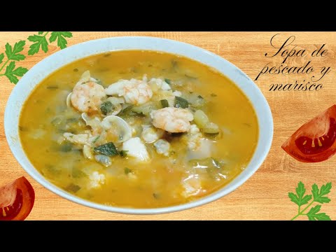 Exquisita Sopa de pescado y marisco. Te dejará sin palabras!!