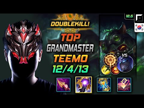 GrandMaster Teemo Top vs Shen - 천상계 탑 티모 균열 집공 - LOL KR 12.5