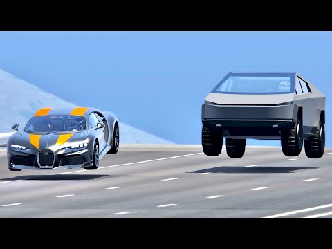 Bugatti Chiron Super Sport 300+ vs Tesla Cybertruck - Drag Race 20KM