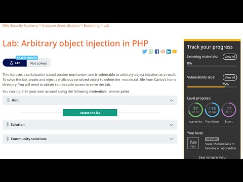 Web Security Academy | Insecure Deserialization | 4 - Arbitrary Object Injection In PHP