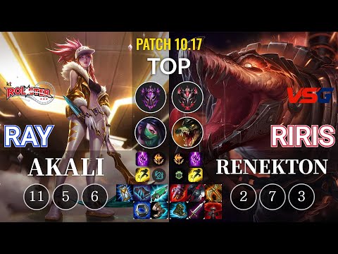 KT Ray Akali vs VSG Riris Renekton Top - KR Patch 10.17