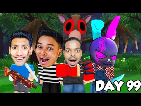 SURVIVING 99 NIGHTS IN THE FOREST WITH @SokherGamer   @TheBanglaGamer  @GamingSubrata | ROBLOX