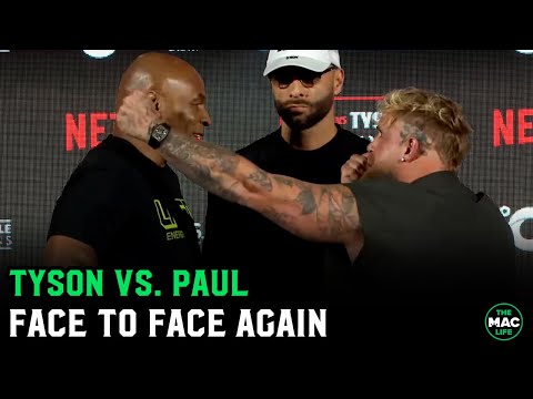 Mike Tyson vs. Jake Paul Face Off: Jake Paul Gets INTENSE