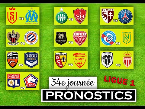Pronostics Foot Ligue 1 France - Journée 34 - Du 23 au 25 avril 2021