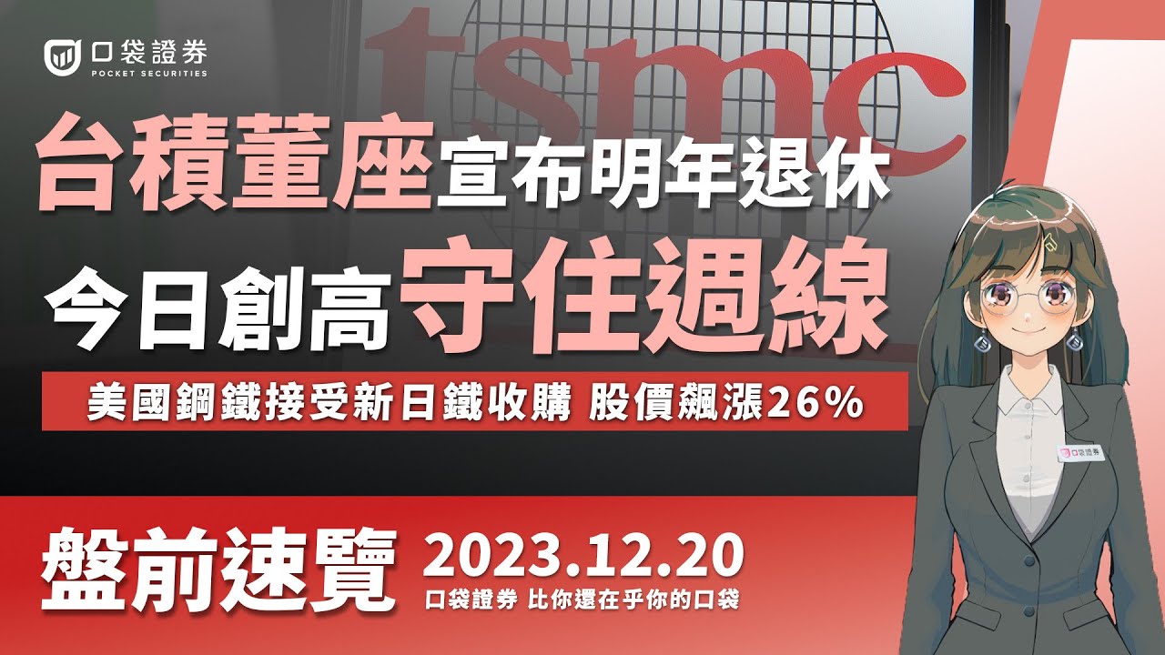 2023.12.20 星期三-台積董座宣布明年退休,今日創高守住週線,美國鋼鐵接受新日鐵收購,股價飆漲26%!