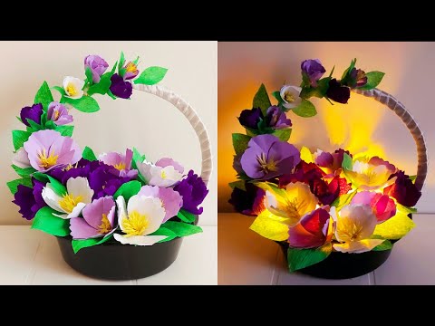 DIY Paper Flower Basket| Flower Basket Making| Paper Crafts| Best Out Of Waste