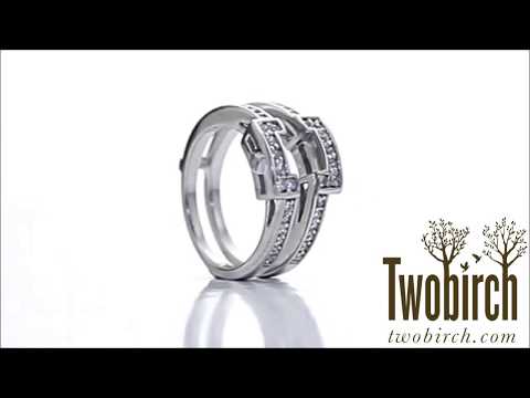 0.5 Ct. Square Halo Peek-A-Boo Wedding Ring Guard - TwoBirch TB-GUARD-0080-WG-H
