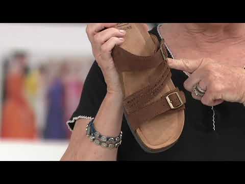 Earth Origins Leather Slide Sandals - Orono Felix on QVC