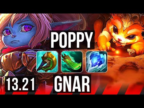 POPPY vs GNAR (TOP) | 16/2/12, 8 solo kills, Legendary, 800+ games | EUW Challenger | 13.21