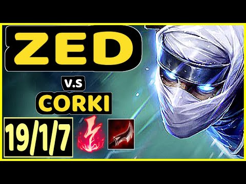 SERTUSS (ZED) vs CORKI - QUADRAKILL 19/1/7 KDA MID CHALLENGER GAMEPLAY - EUW