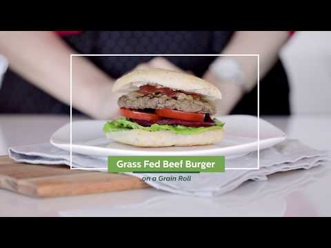 Grass Fed Beef Burger on a Grain Roll