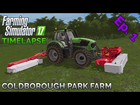 Let's Timelapse Farming Simulator 17: Mowing, teddering, raking, and baling