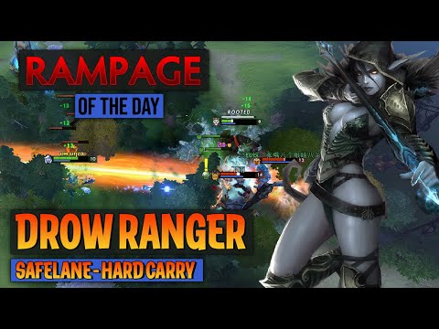 DOTA 2 DROW RANGER SAFELANE on HARD CARRY killer icy archer   Rampage of the Day
