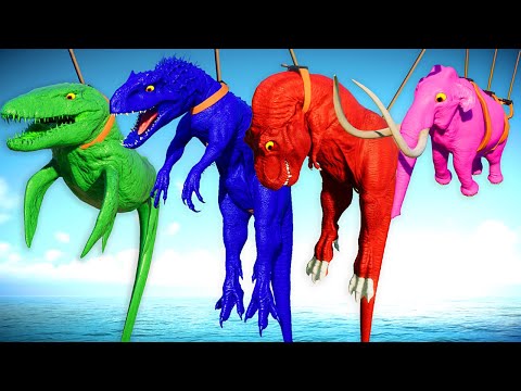 Jurassic World Evolution 2  - Red T-Rex vs Mosasaurus vs Indominus Rex Dinosaurs Fight & Break Out