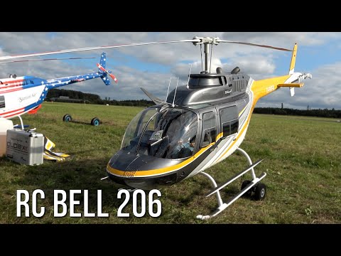 Big RC Bell 206 Jet-Ranger Full Carbon Turbine Helicopter Nice Scale Model Flying At Flight Show