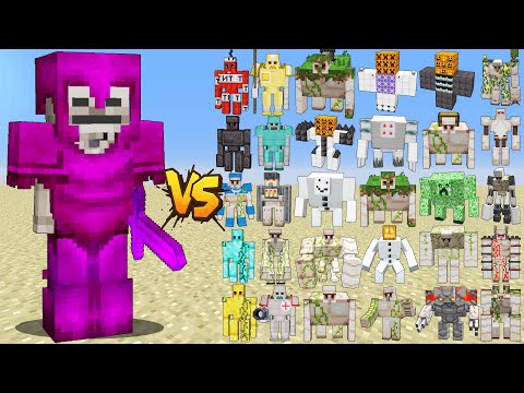 SKELETON BOSS VS ALL GOLEMS – BUFFED SKELETON AND GOLEM FAMILY | EPIC MINECRAFT BATTLE
