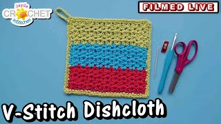 Easy, Colourful, Striped V-Stitch Dishcloth - Live Stream Crochet Party - January 13, 2025