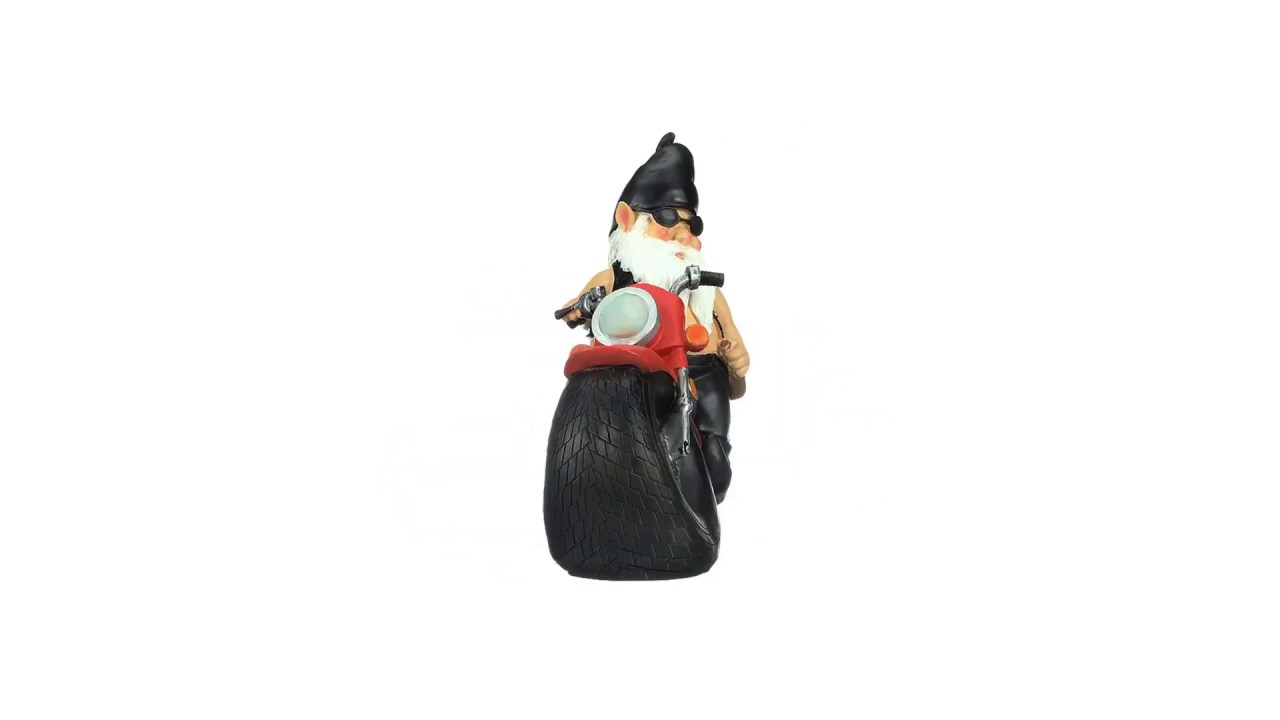 Axle Grease the Biker Garden Gnome Statue Video