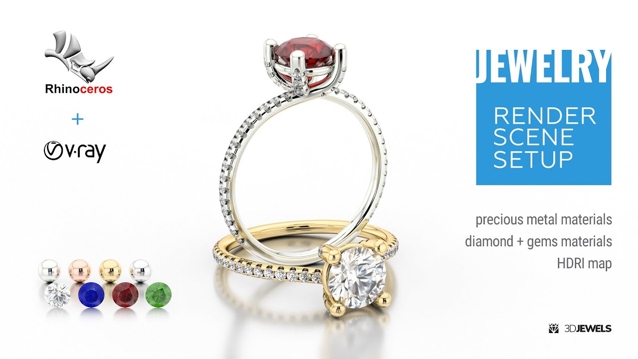 Rhinoceros with V-Ray Scene Setup for Jewelry 3D Rendering CG Textures