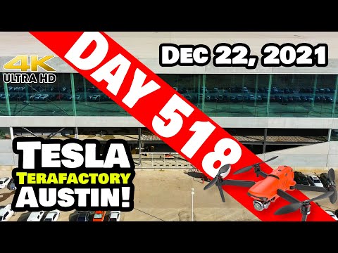 Tesla Gigafactory Austin 4K  Day 518 - 12/22/21 - Tesla Terafactory - GRAND ENTRANCE AT GIGA TEXAS!