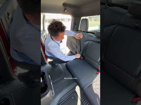 Custom fit GMC: EKR custom black and orange rear seat cover for GMC Sierra 1500 #seatcovers