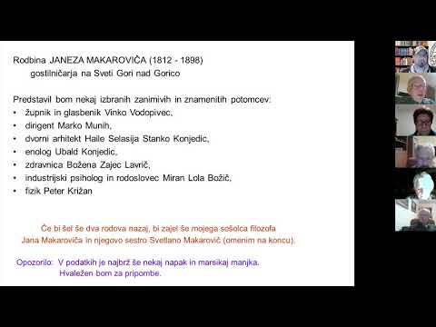 Mitja Rosina: Rodbina JANEZA MAKAROVIČA (1812 - 1898) gostilničarja na Sveti Gori nad Gorico