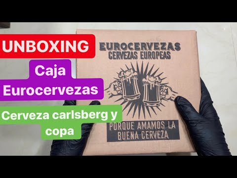 UNBOXING caja de eurocervezas compradas por AMAZON. cerveza carlsberg con copa