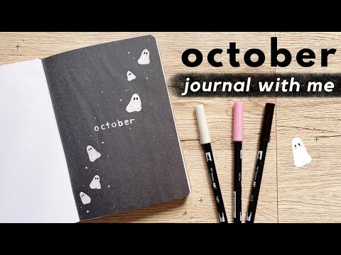 BULLET JOURNAL SETUP | october 2023 👻🖤 (black and white ghost theme)