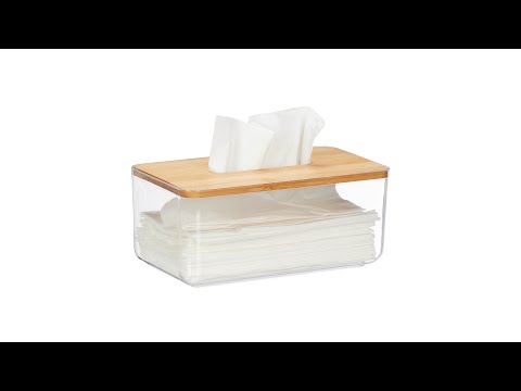 Transparente Tücherbox mit Bambus-Deckel Braun - Bambus - Kunststoff - 24 x 10 x 13 cm