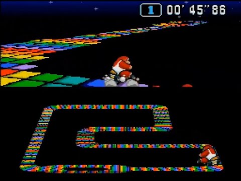 Super Mario Kart (PAL) Time Trial : Rainbow Road (RR) - 1'26"50 NBT (former World Record)