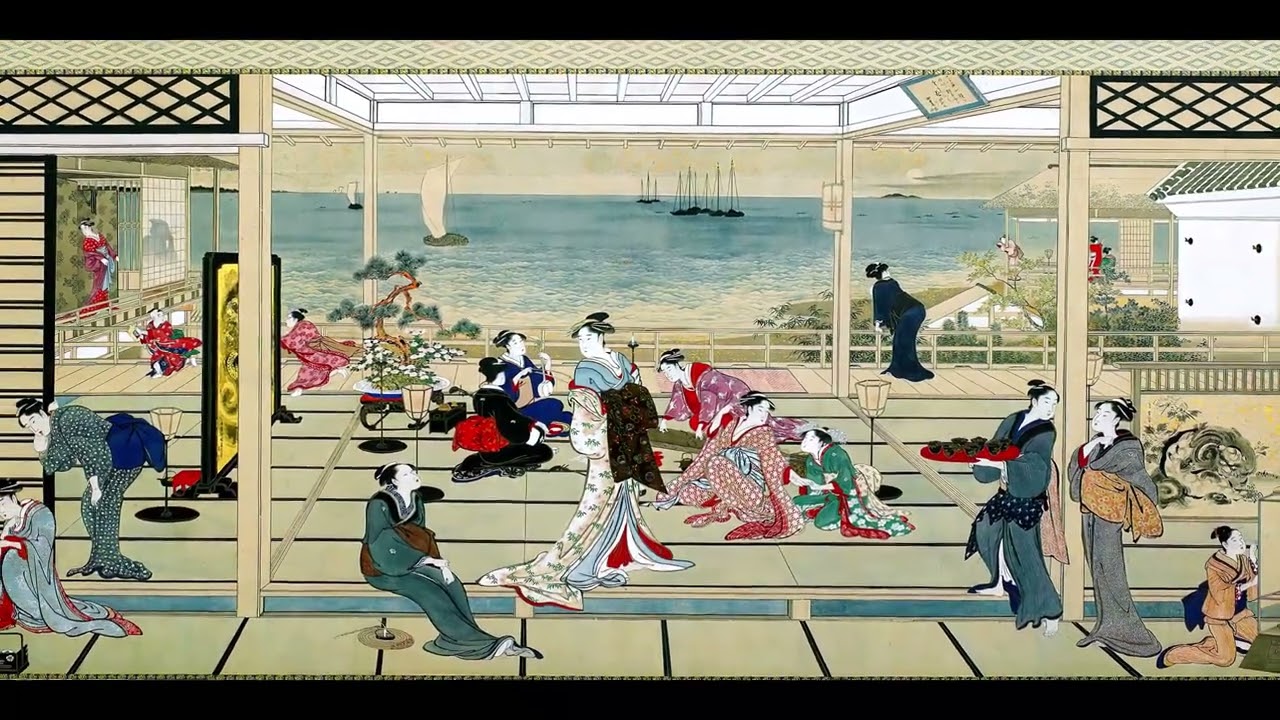 Kitagawa Utamaro - Moonlight Revelry at Dozo Sagami (1700s)