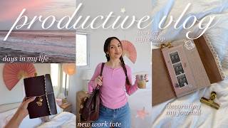 PRODUCTIVE VLOG 🎧 working at a coffee shop, new work tote, decorating my journal, therapy, etc!
