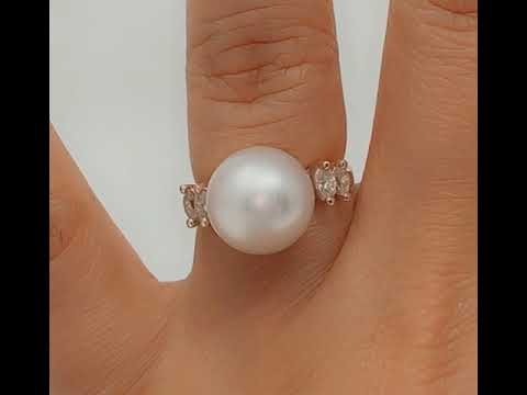 #117: 13mm Natural South Sea Pearl & Diamond Ring