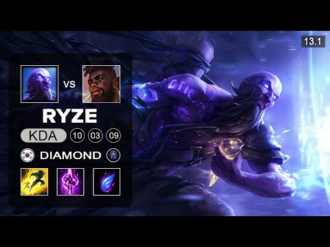 T1 Faker Ryze vs K'Sante Mid - KR Diamond - Patch 13.1 Season 13