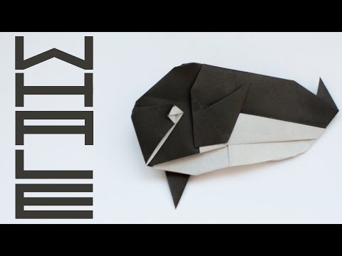 How to make paper whale. Easy origami