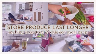 How to store food ingredients stay fresh & last longer • 3 chicken meal prep ideas + oat smoothie🍇