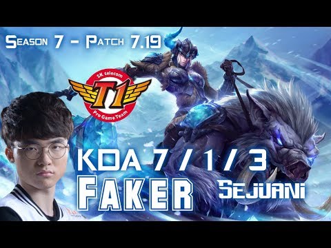 SKT T1 Faker SEJUANI vs ZAC Jungle - Patch 7.19 KR Ranked