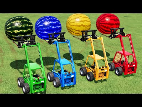 LOADER OF COLORS ! TRANSPORTING & SELLING WATERMELON ON GARAGE! Farming Simulator 22